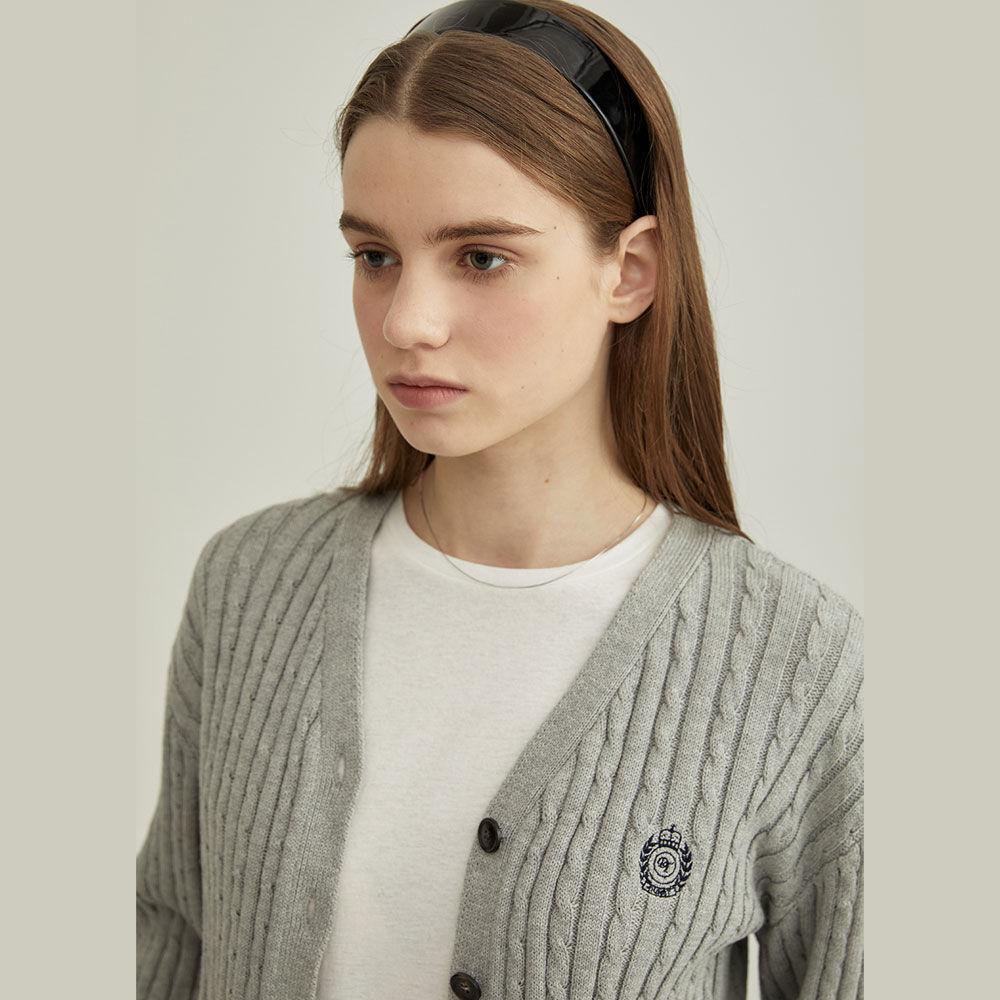 CREST LOGO CABLE CARDIGAN MELANGE GREY_UDSW2A204G2