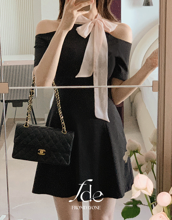 Made)벌스데이 쉬폰 홀터넥 훌원피스(+5cm기장추가/배색/스트랩/리본/하객룩/소개팅룩/호캉스룩/데이트룩)