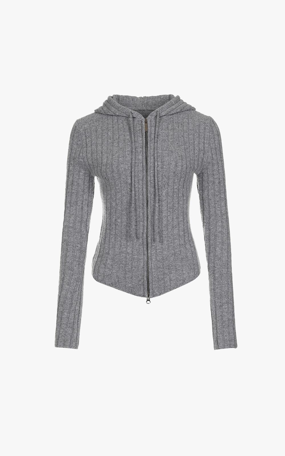 Nicchia Cashmere Hoodie Zip Up [Gray]