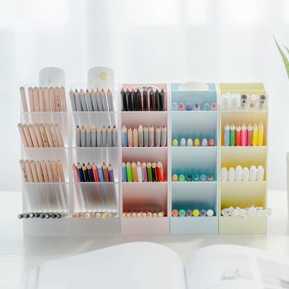 연필꽂이 펜꽂이 볼펜꽂이 사선 비스듬 필기구정리함 펜 색연필 정리함 사무실 트레이