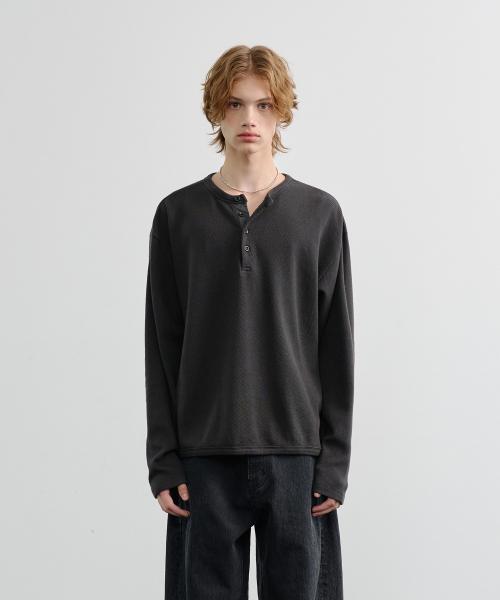 pique henley t-shirts (charcoal)