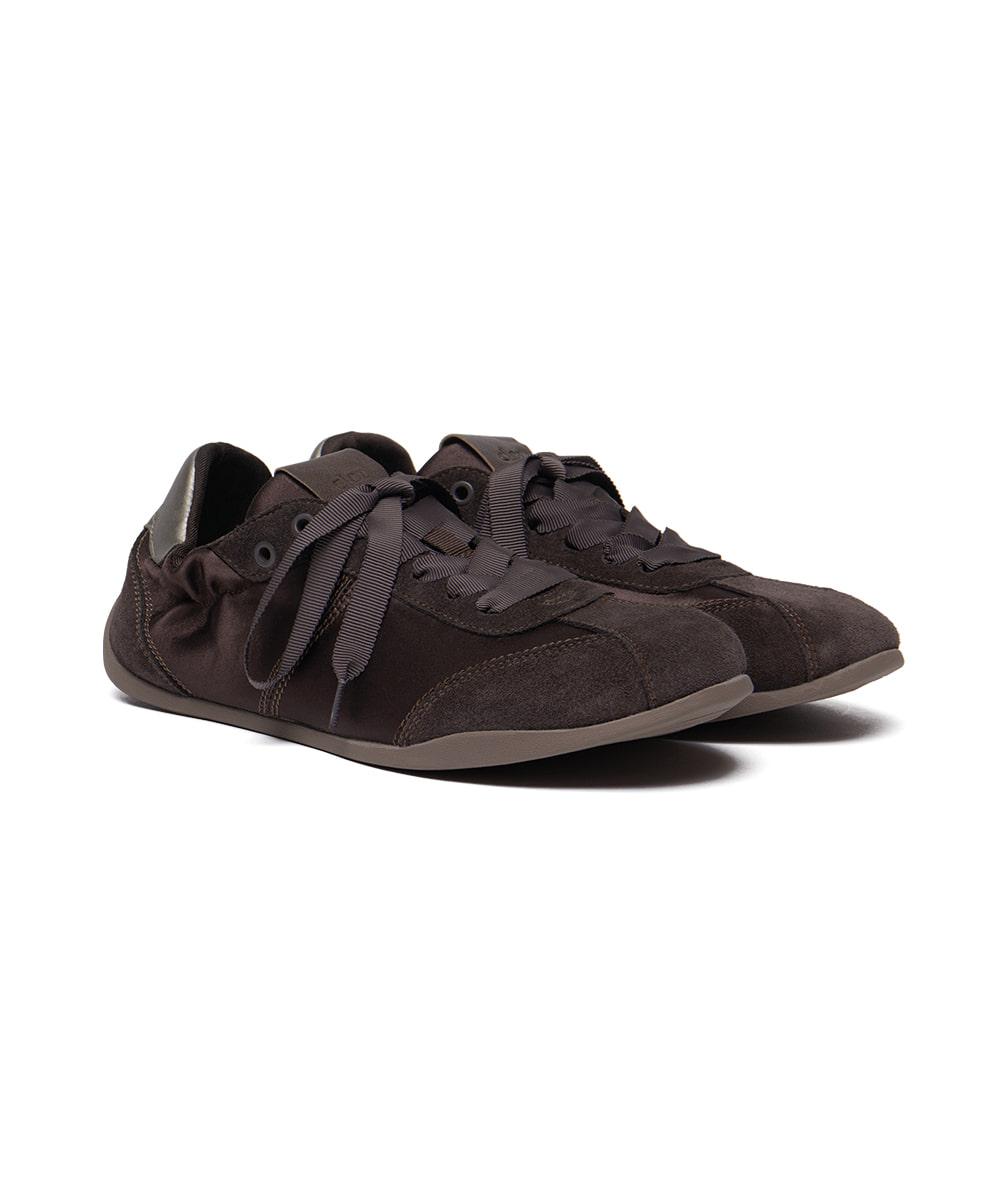 [NEW 10%ㅣ05.13이내 출고] SCRUNCH LACEUP FLAT SNEAKERS - BROWN