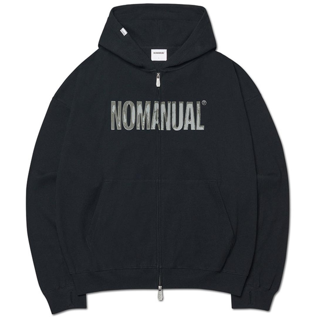 NM WAFFLE HOODED ZIP-UP - BLACK