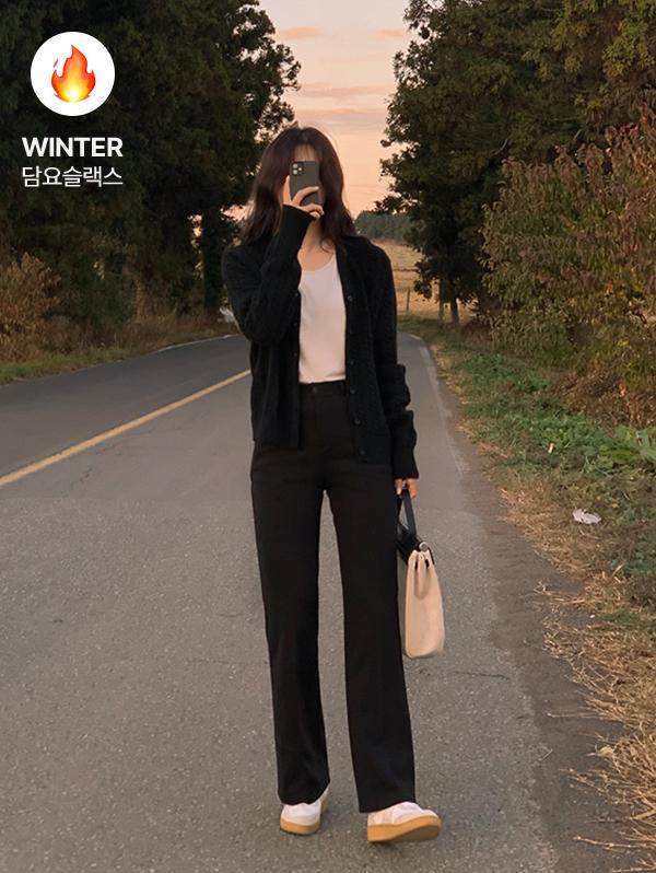 슬로우앤드 [🔥겨울담요슬랙스] made. 모먼트 세미부츠컷 워머슬랙스 (+베이직/롱ver) - 4 size