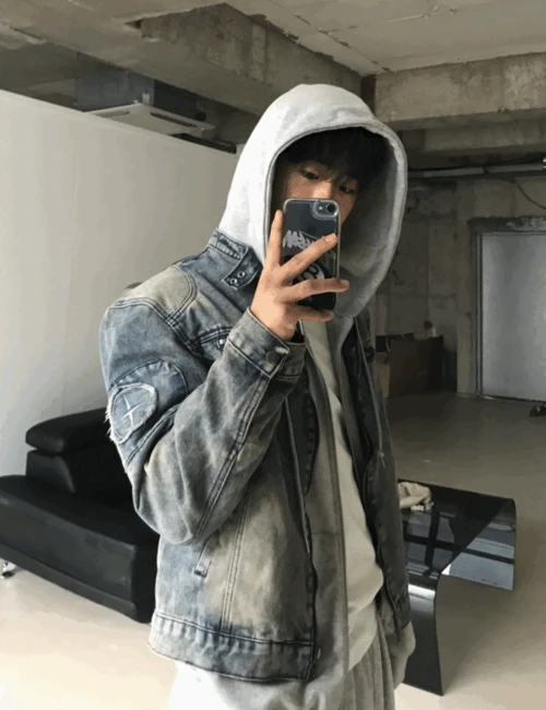 [CROP] 빈티지 데미지 워싱데님자켓