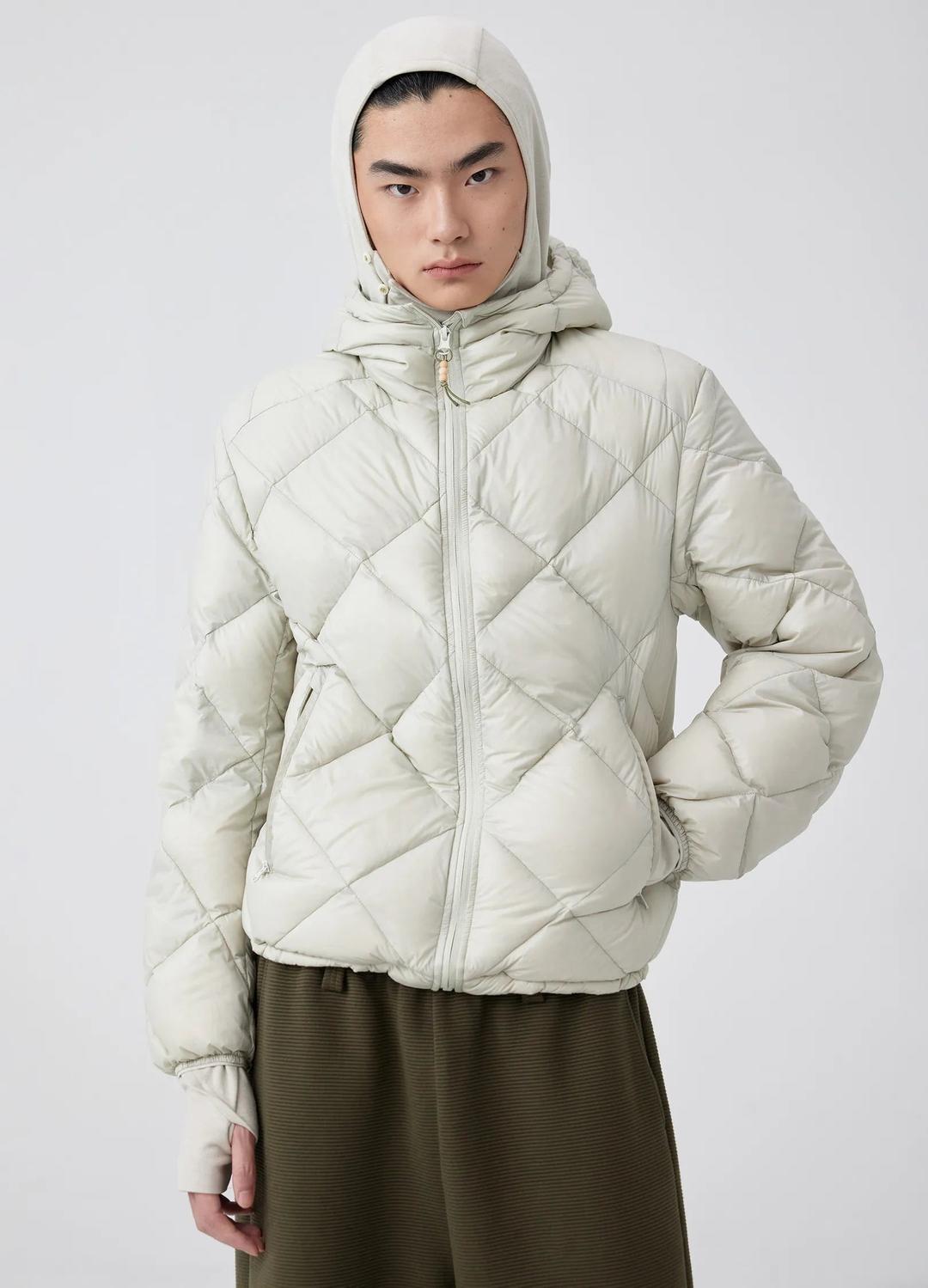 Diamond Quilted Down Jacket - S / Ivory White