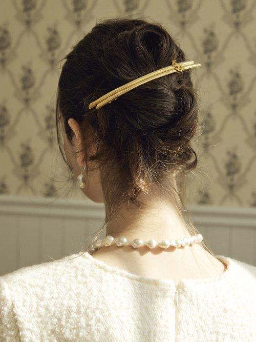 캐롤라인 로고 와이드 일자 헤어핀