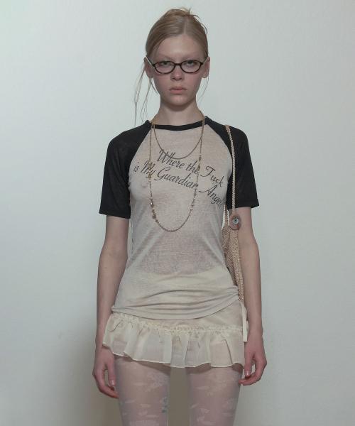Missing Angel Linen Like Tee Cream/Black