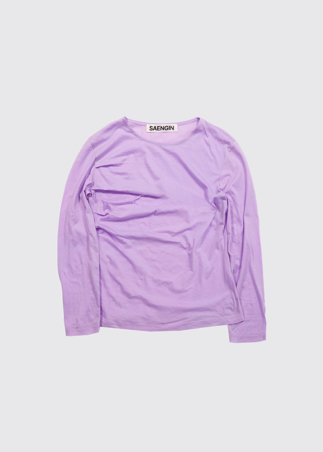 [7/4 출고] SHIRRING DETAIL ELBOW-LENGTH SLEEVE - LAVENDER (COTTON)