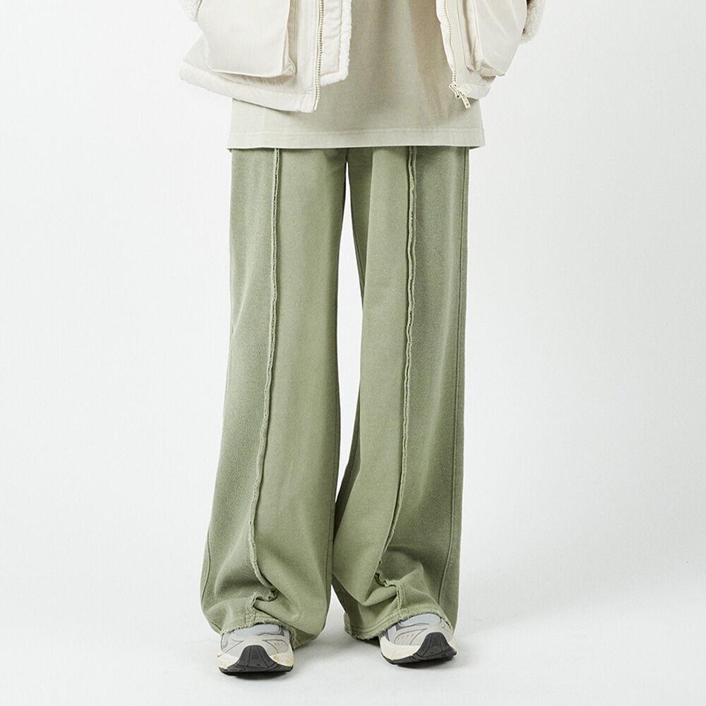 (우먼) WAVE 로고 피그먼트 리버스 배색 트레이닝 팬츠_카키