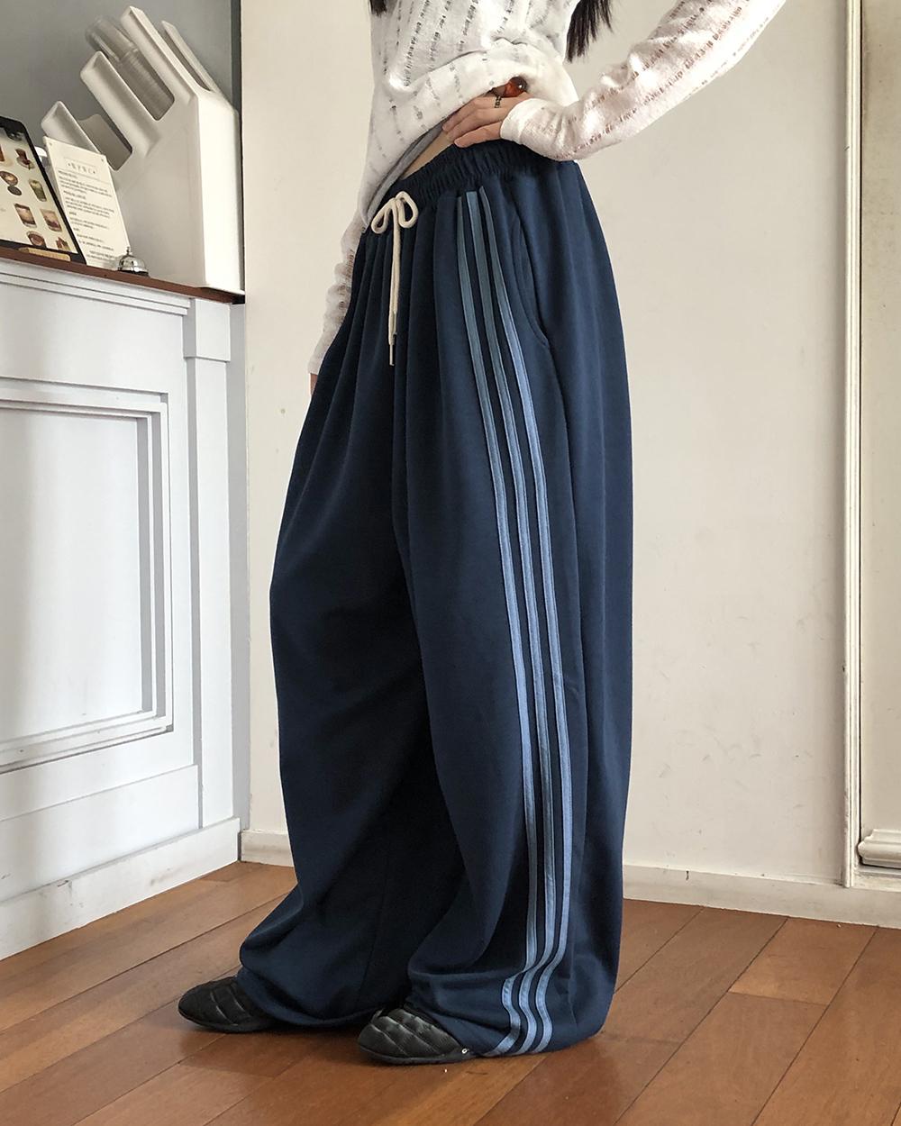 원더원더 [밑단스냅/핏조절O] 킨다 트랙 스냅 버튼 와이드 롱 트레이닝 팬츠