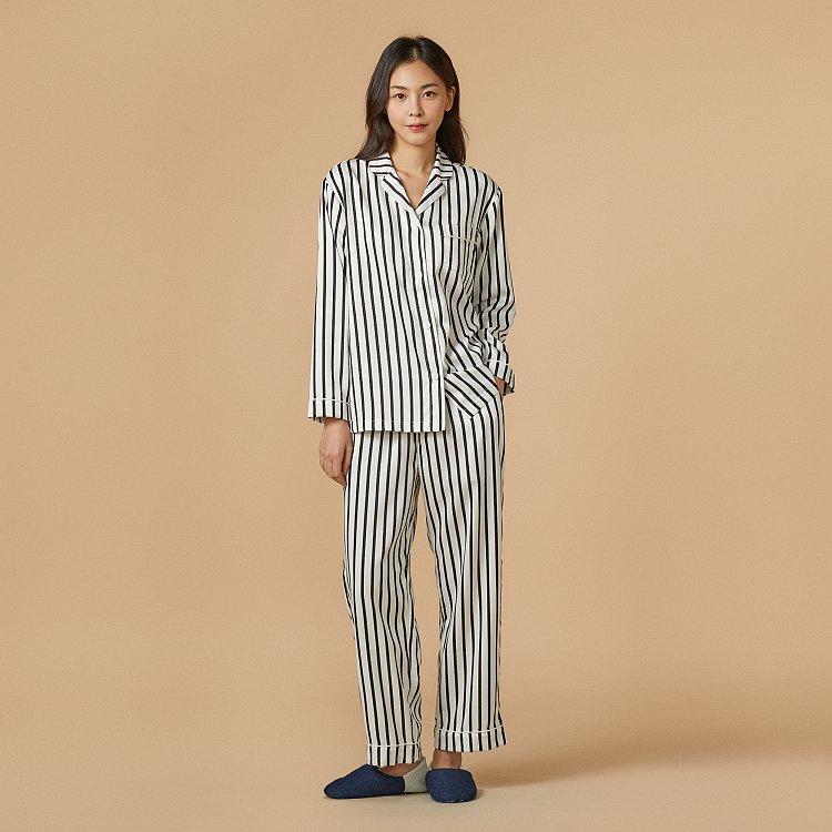 여 새틴 10부 파자마상하세트_제트 블랙