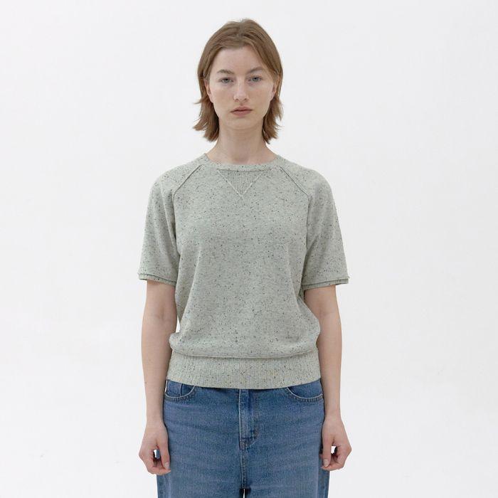 [Women] Nep Knit Half Sweatshirt (Light grey)