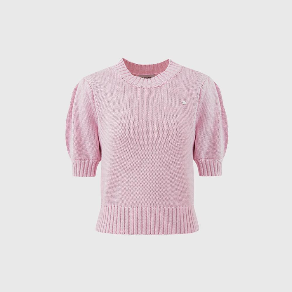 핑크 지나 퍼프 슬리브 니트 탑 / PINK ZINNA PUFF SLEEVE KNIT TOP