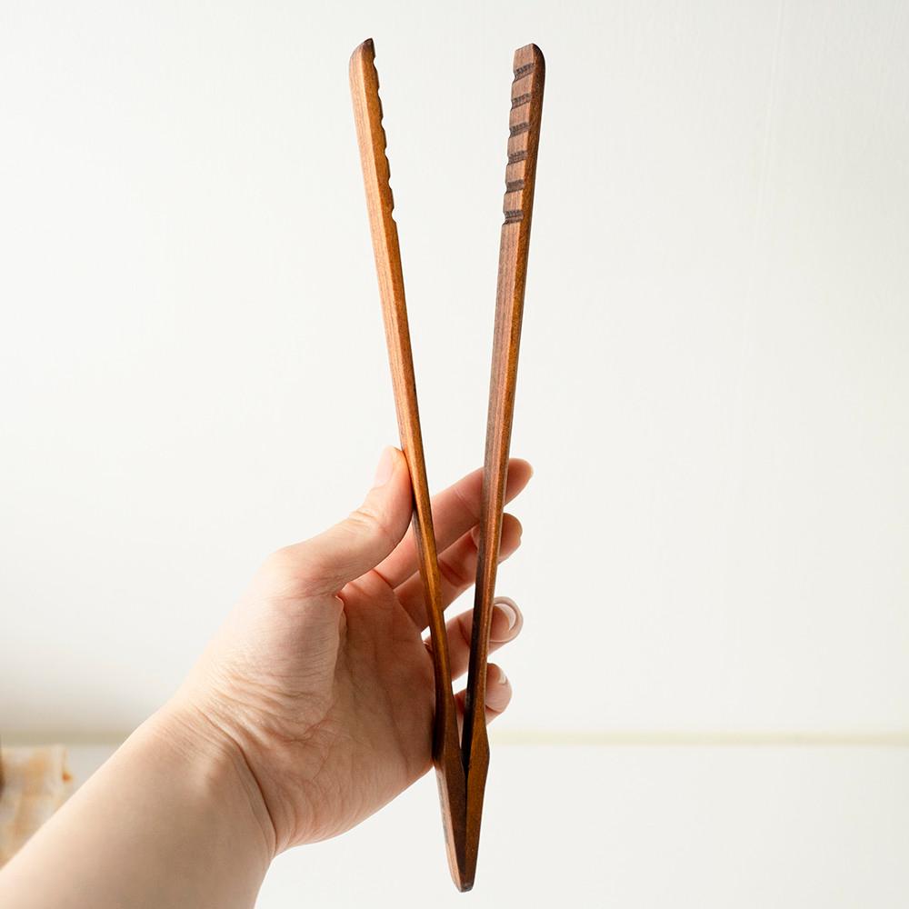 [쿠베르] 고급 우드 나무 집게, 서빙 빵 요리 미니 파스타 샐러드 주방, S 직선