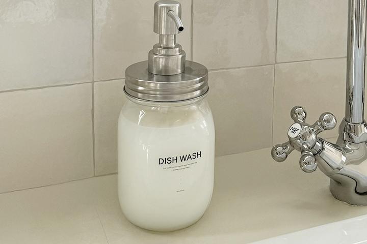 욕실 유리 디스펜서 / 주방세제통 넓은입구 유리병  500ml