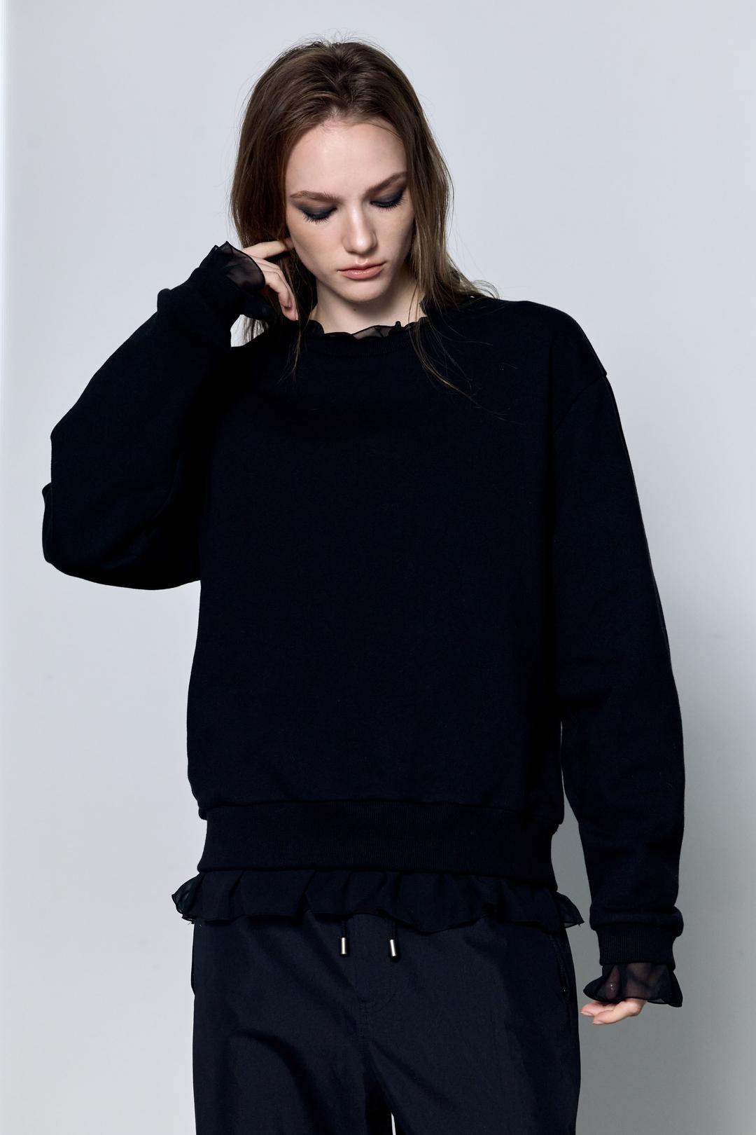 쉬폰 러플 스웻셔츠