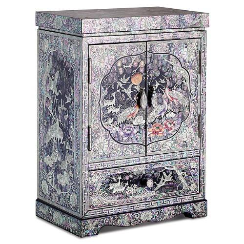 송학 십장생 쌍문 자개 보석함(대)