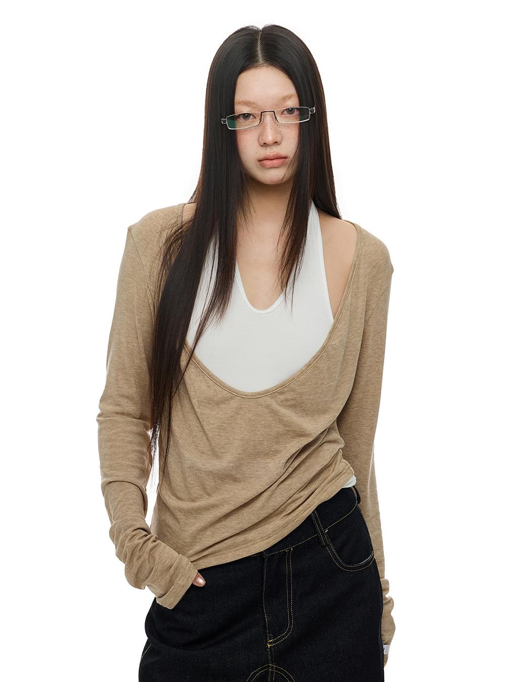 Fallen Neck Layer Top (2color)