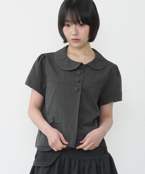 언발 카라 블라우스 자켓 [차콜]
