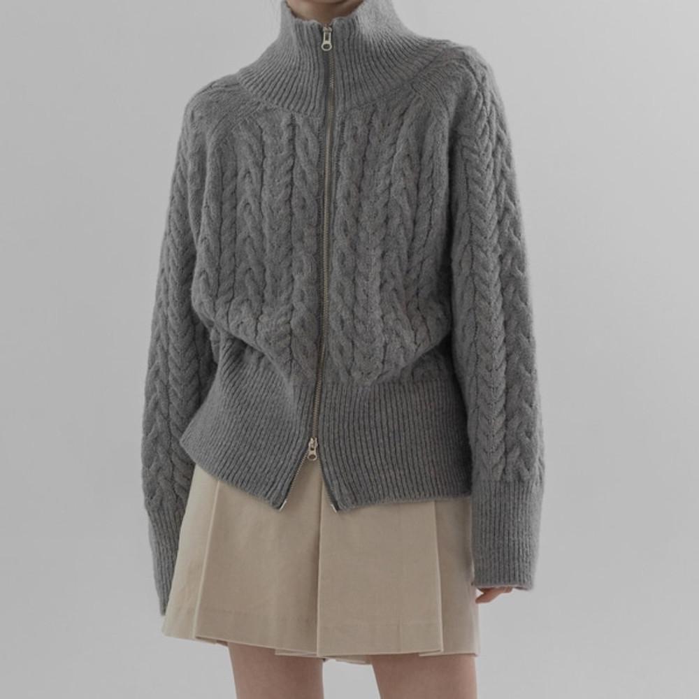 [25% 세일] 투웨이 양지퍼 꽈배기 알파카 집업 울가디건 3컬러 하이넥