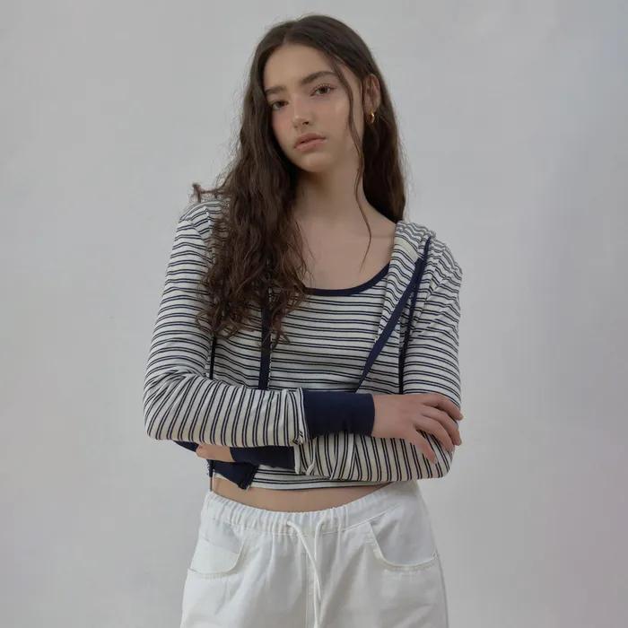 stripe hoodie (navy)