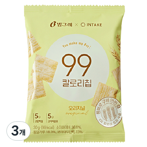 빙그레 99칼로리칩 오리지널, 30g, 3개 - 감자과자 | 쿠팡