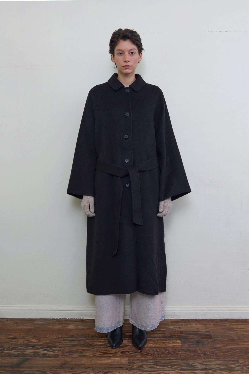 Solid Raglan Long Coat_Black