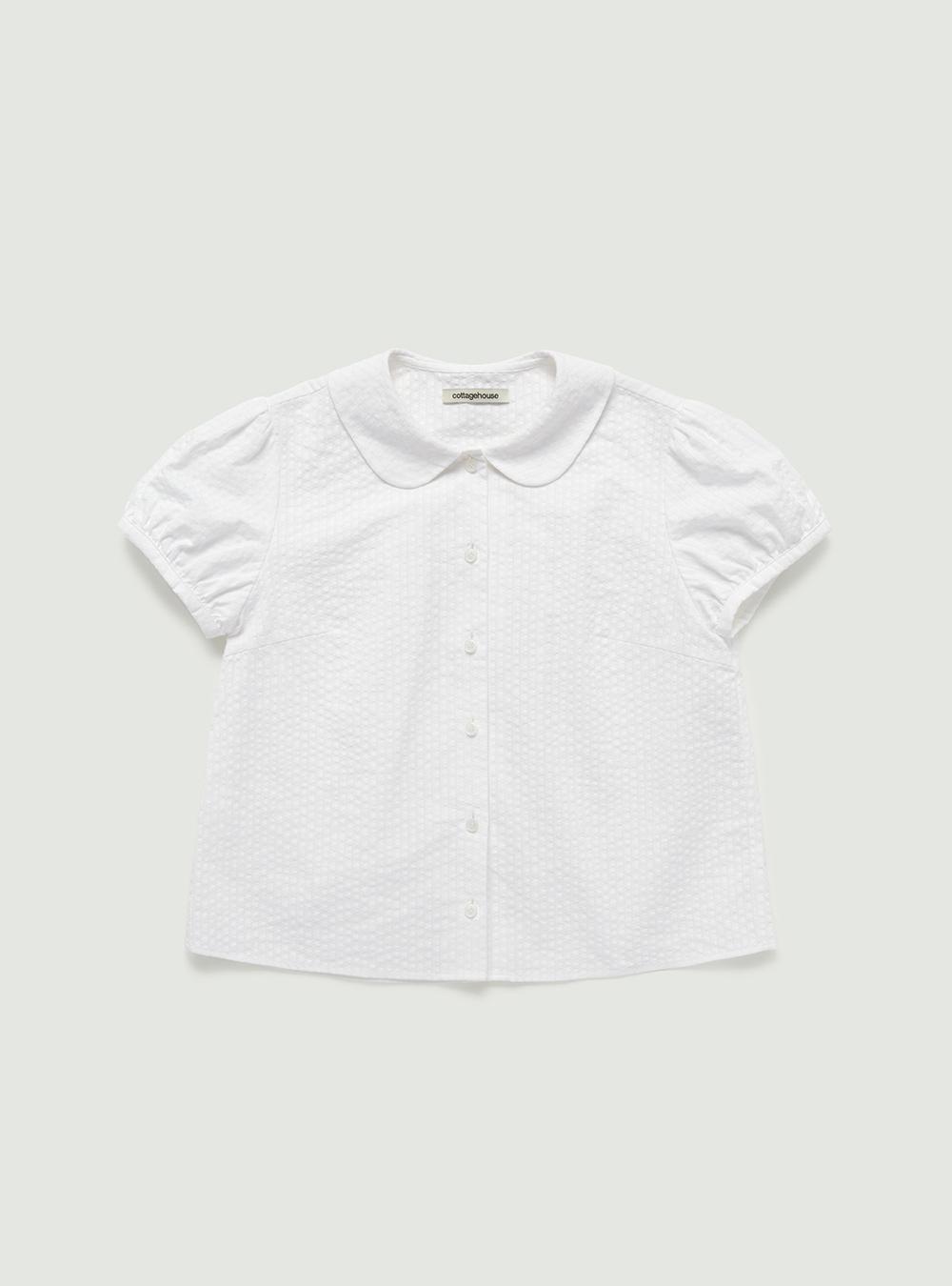 (Restock) Shirring puff blouse. White