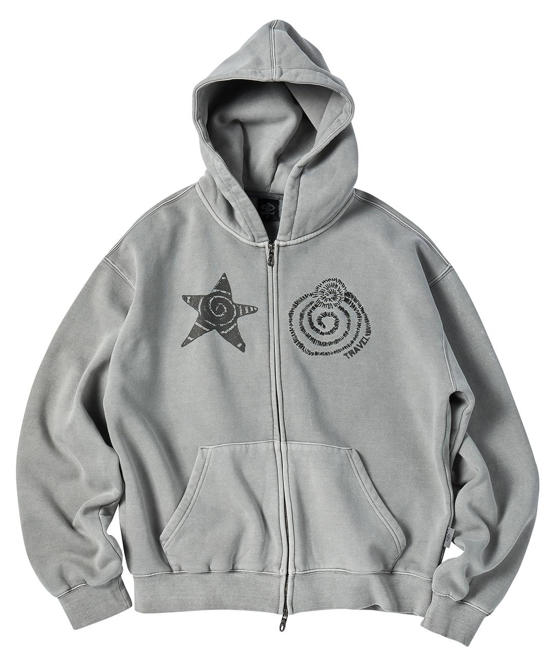 스타 헬릭스 후드 집업 멜란지 그레이