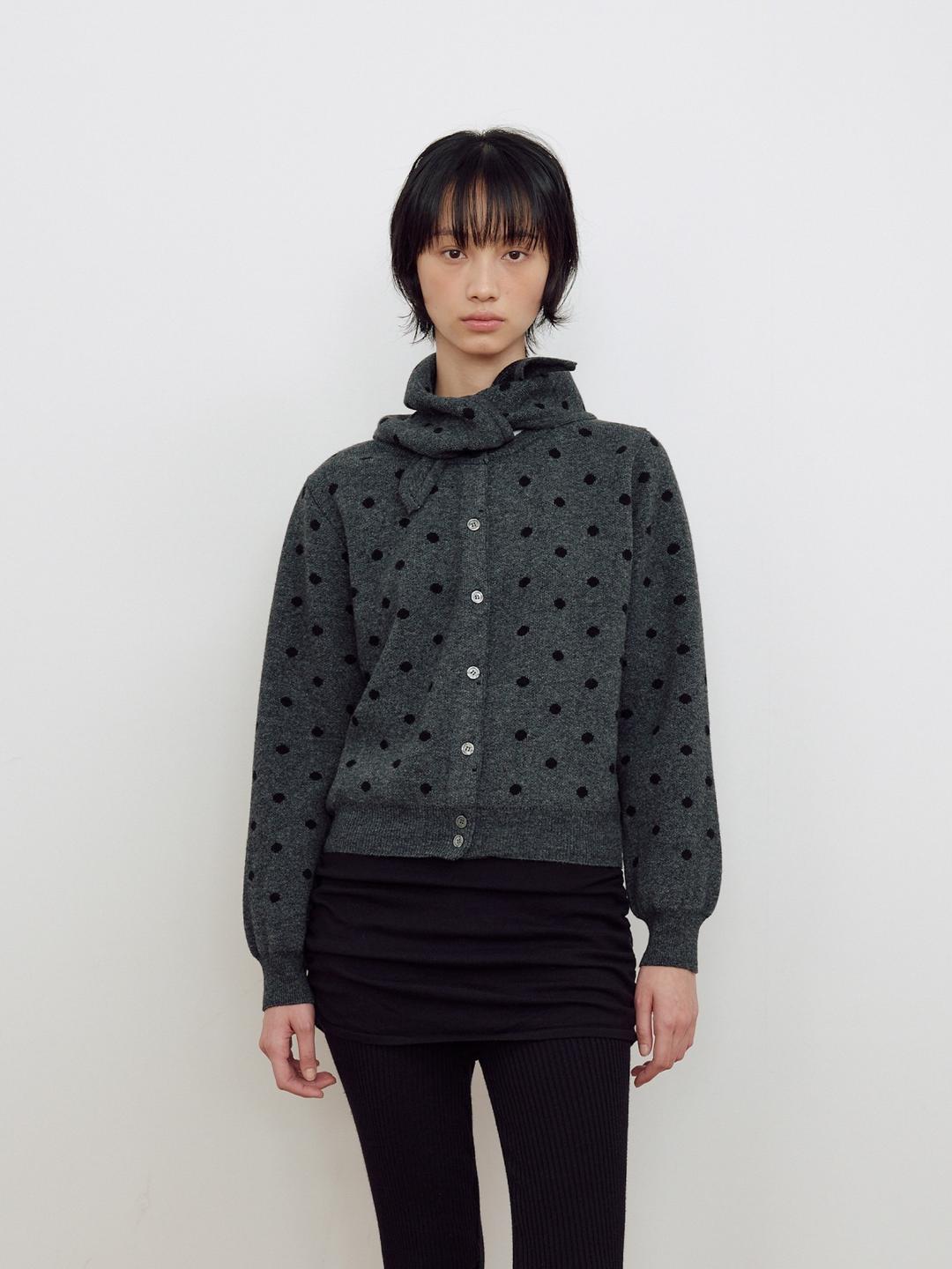 MA JOURNEE - [02.23 순차출고_4차 리오더] DOT SCARF SET CARDIGAN_GREY