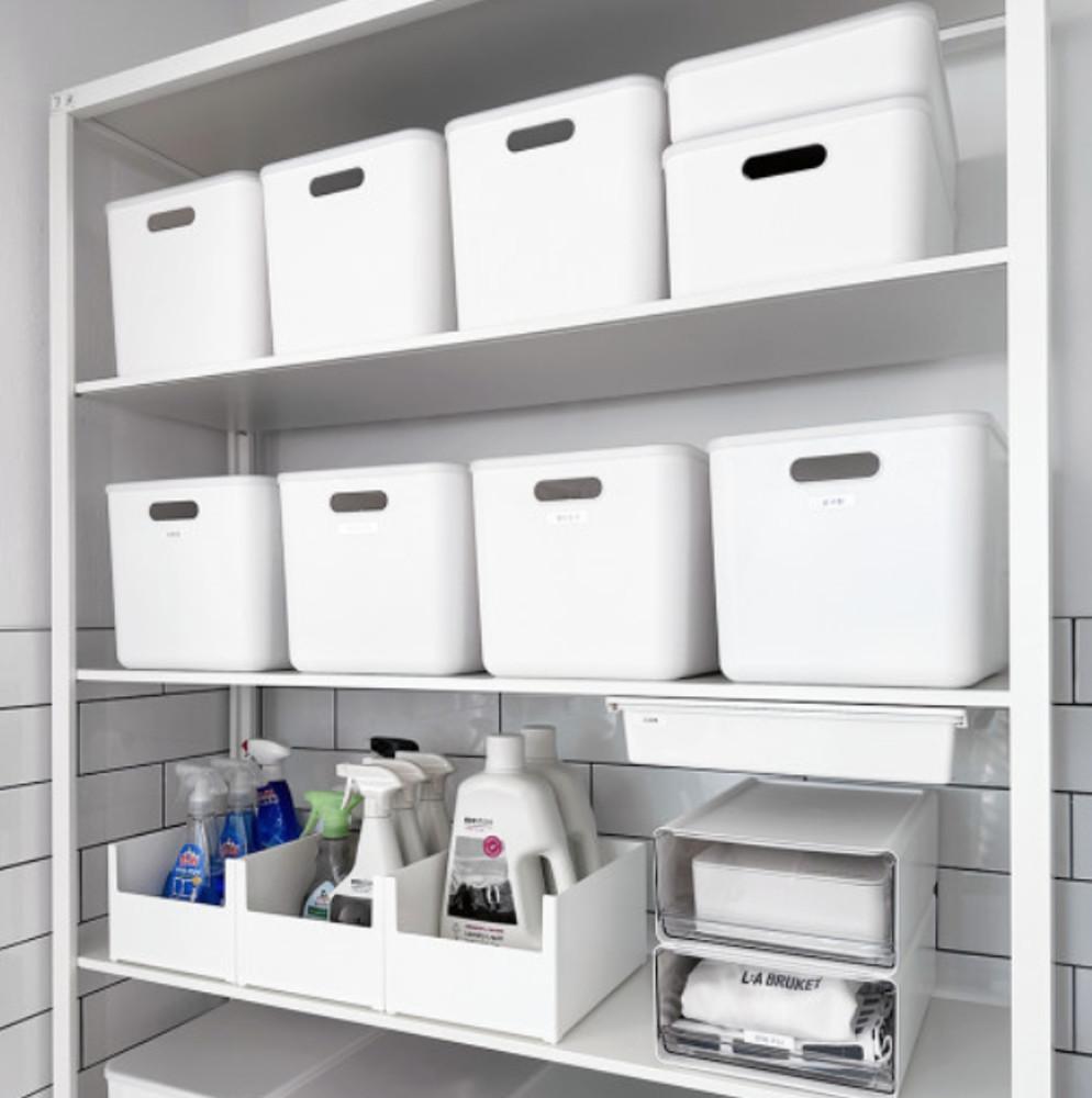 화이트 리빙박스 슬림형S 팬트리 수납함