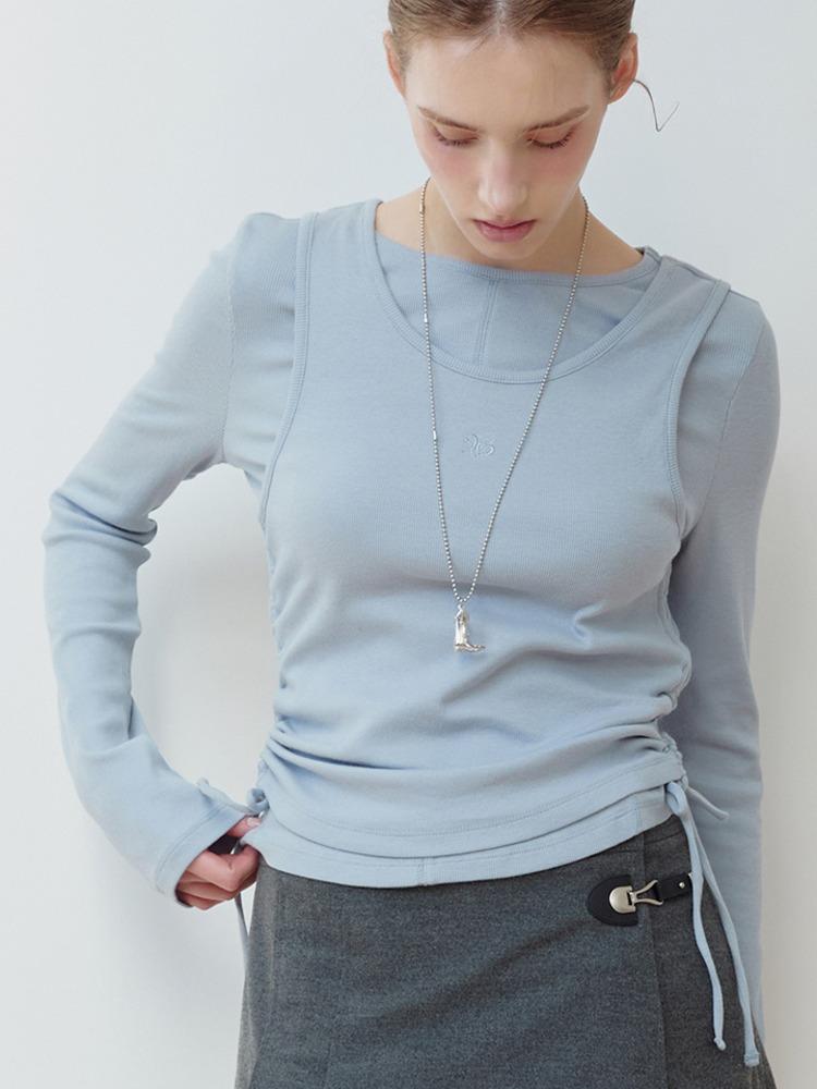 RIBBED DETAIL TOP & SLEEVELESS SET LBL