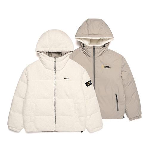 내셔널지오그래픽 N214UDW050 리머 양면 리버시블 플리스 뽀글이 후디 다운 숏패딩 점퍼 SUGAR SWIZZLE IVORY
