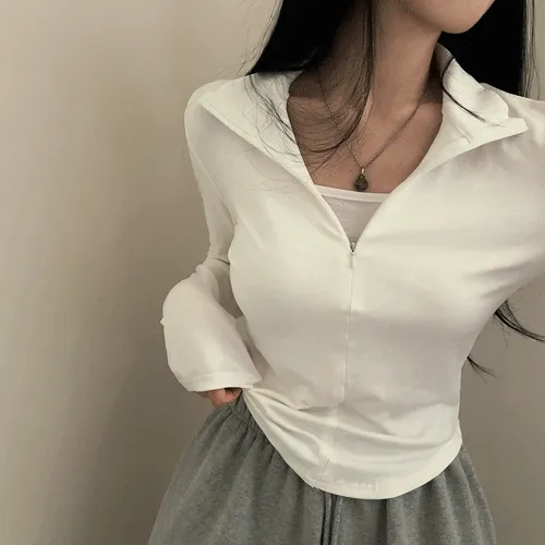 트레이닝 반집업 하이넥 긴팔 티셔츠