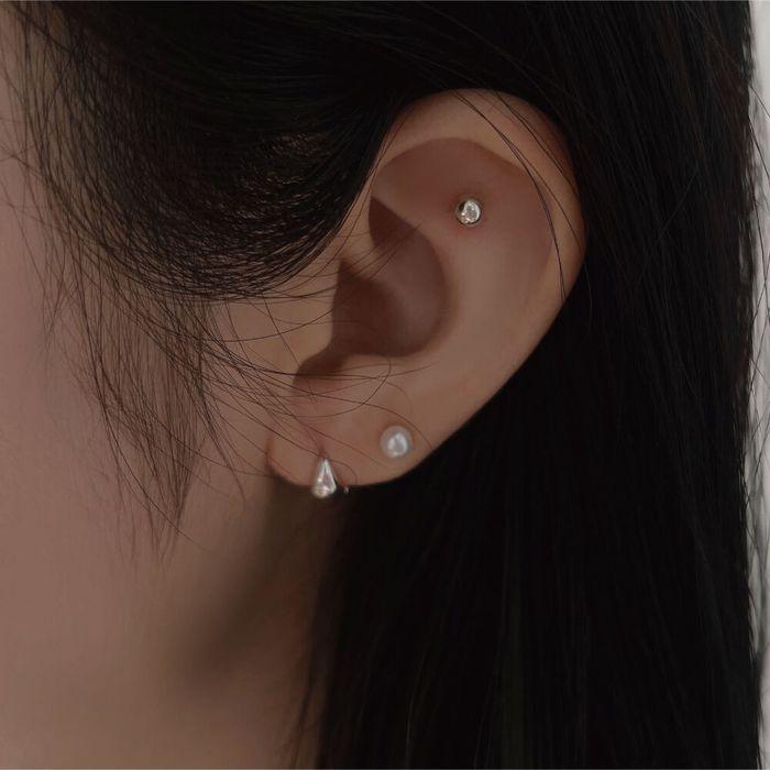 [92.5 silver]shiny sector onetouch earrings