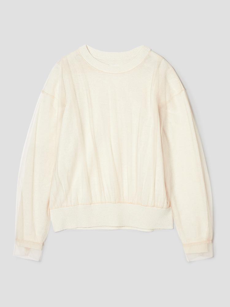 치카 키사다 오프 화이트 메쉬 레이어드 스웨터 CK-23162