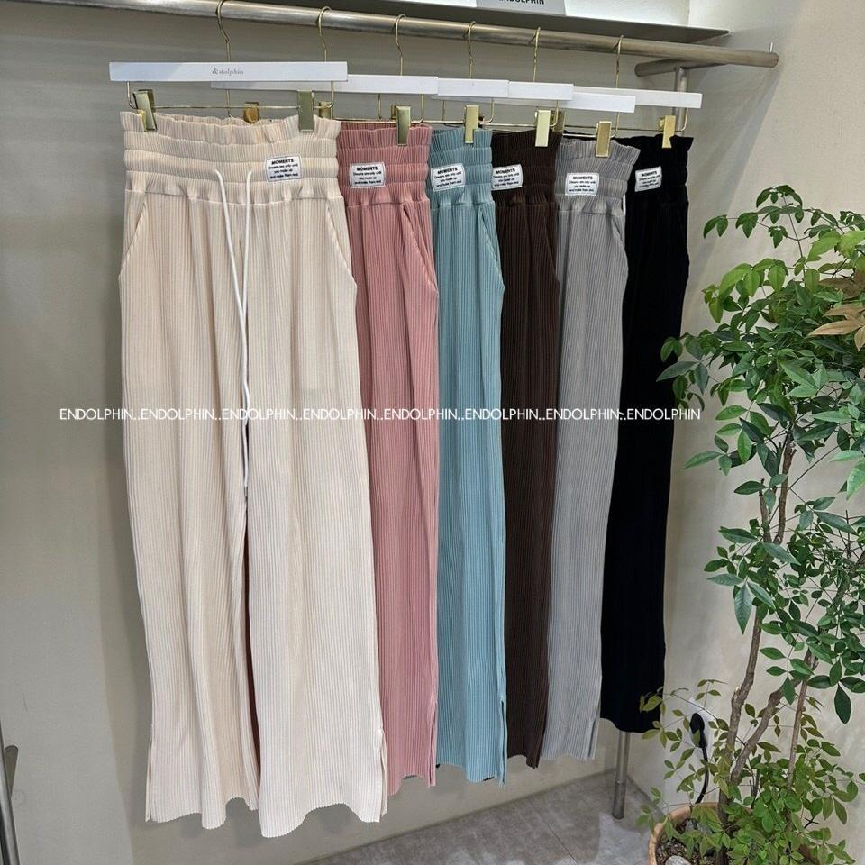 엔돌핀 모모 플리츠 와이드 팬츠