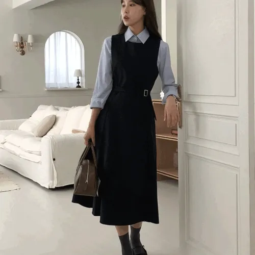 [✨반응폭발/당일출고/2way/2color] 마아디 투웨이 버클 롱 원피스 스판소재/나시원피스/하객원피스/키큰녀/하체커버/소개팅룩/하비코디/하객룩추천