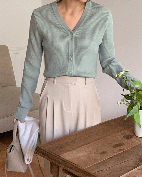 포레드센느 [주문폭주] 에티 브이넥 골지 가디건 4color