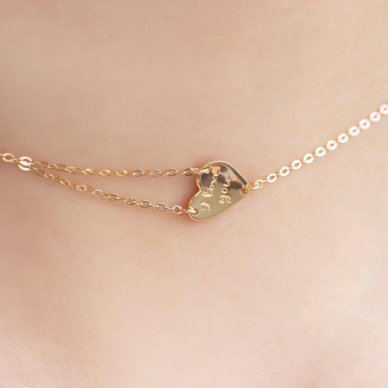 14K 18K 하트 굳 럭 초커 겸 목걸이