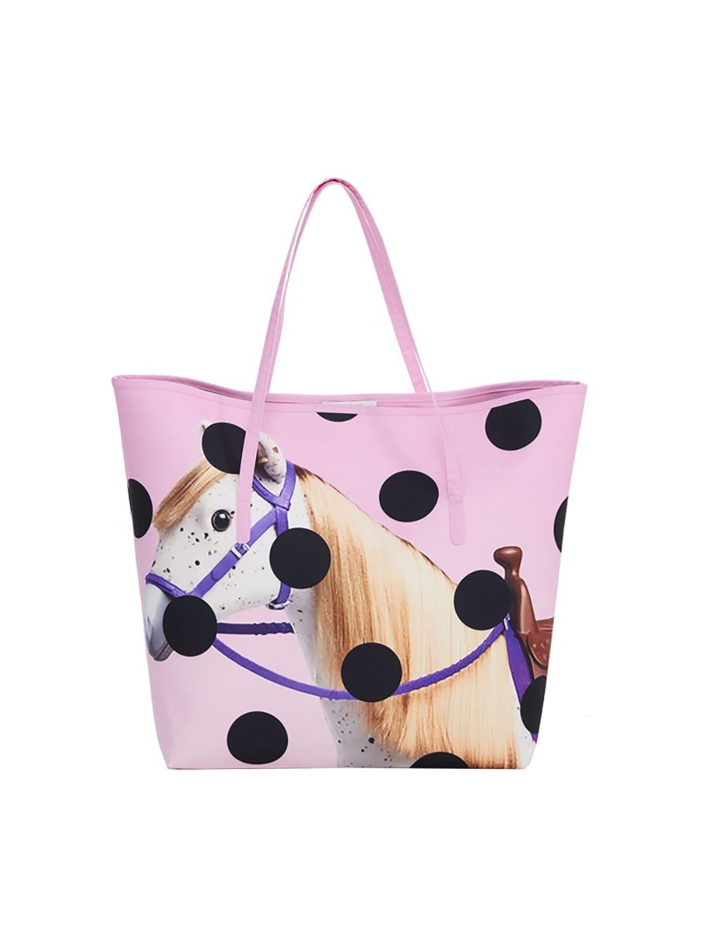 Pink Polka Dot Pony Tote Bag