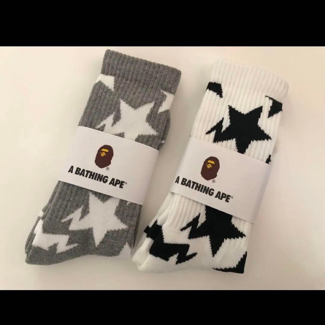 新品　BAPE アベイシングエイプ　メンズ　ソックス　2点　セット