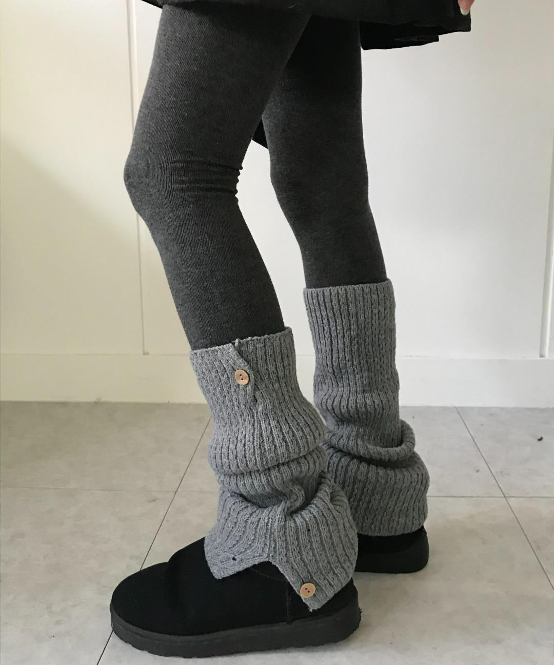 우드버튼 레그워머 (4color)