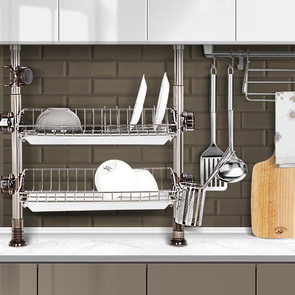 기둥식식기건조대 400 2단 올스텐 싱크대 설거지 부착식 그릇정리대 미니 부착형