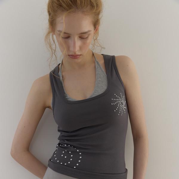 SUNRISE STUD SLEEVELESS (CHARCOAL)