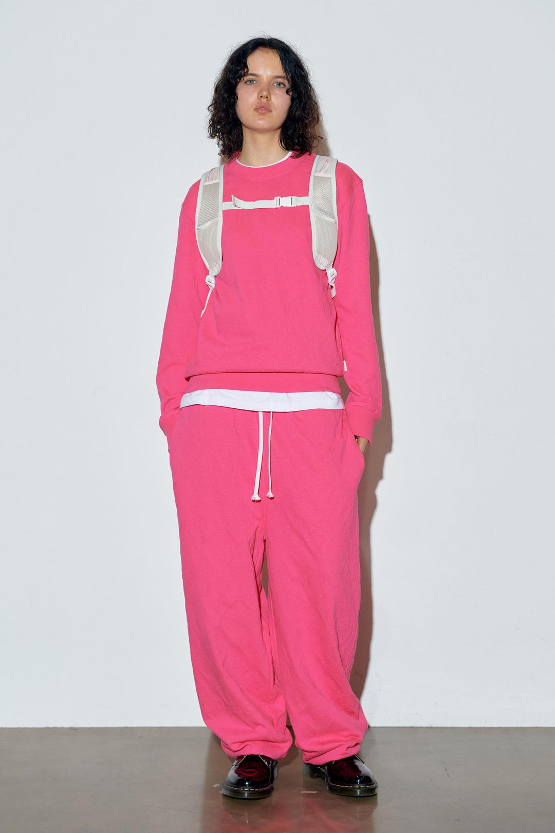 Jacquard Flower Jogger Pants Acid Pink