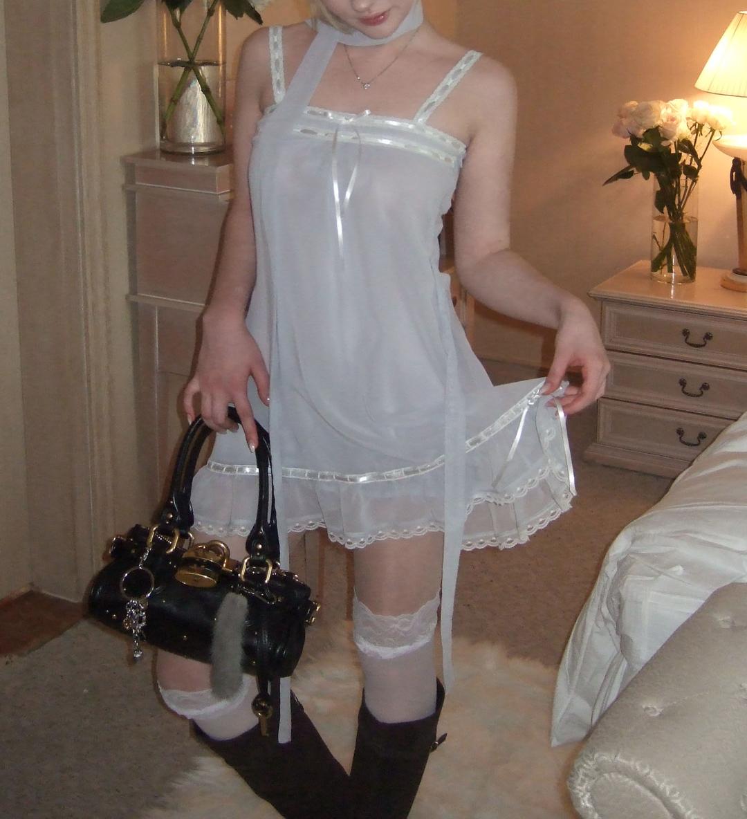 Petal Lace Dress (Ash Blue)