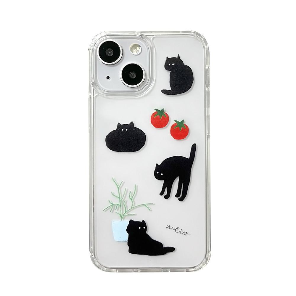 mew 고양이 변색없는 투명 젤하드케이스 아이폰 케이스