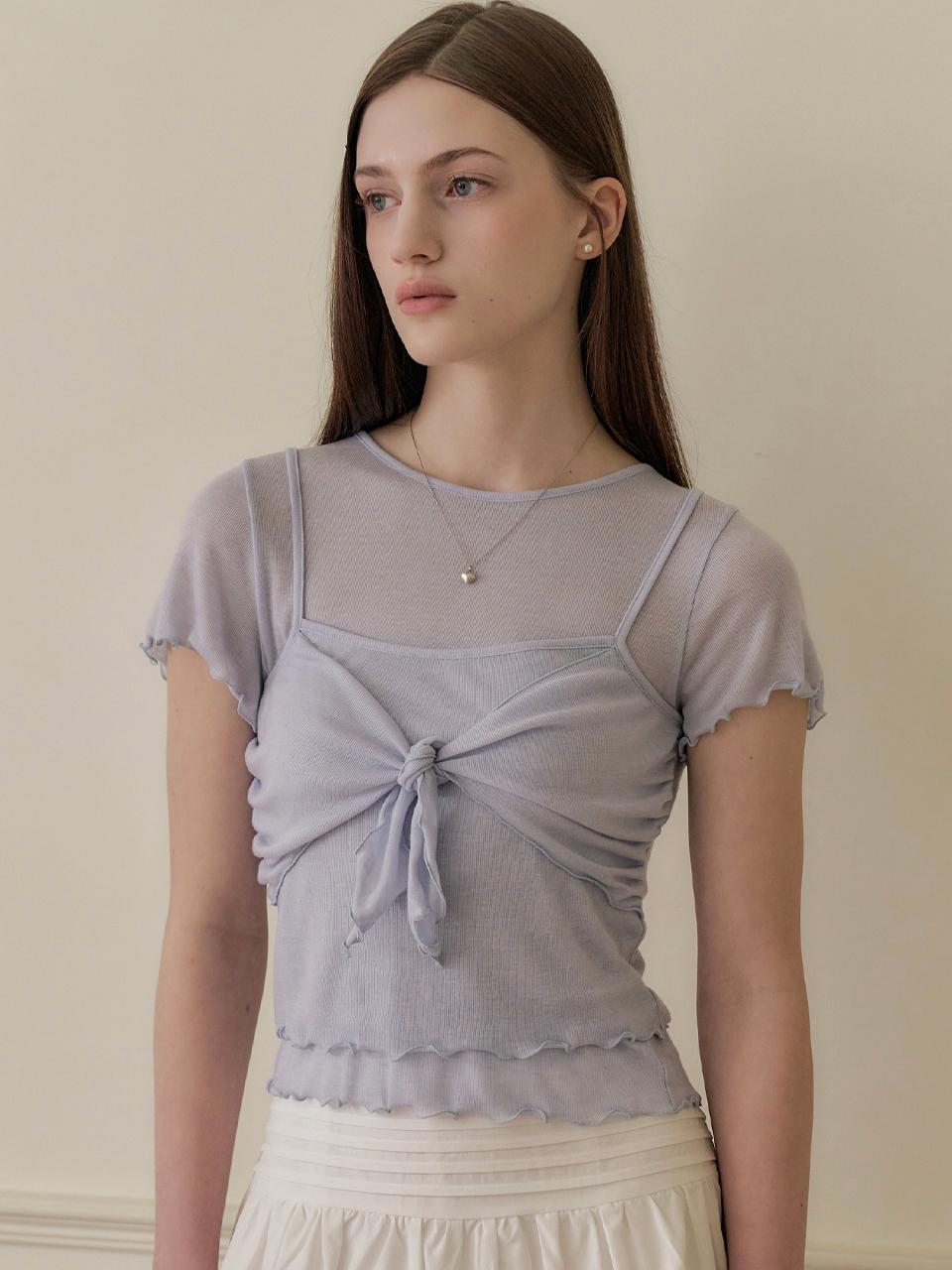 레이어드 리본 티셔츠 세트_4Color